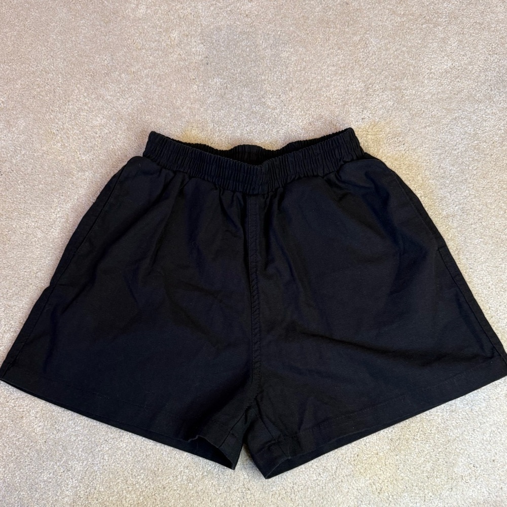 Kourt Black Linen Cotton Blend High Waisted Shorts Size XS